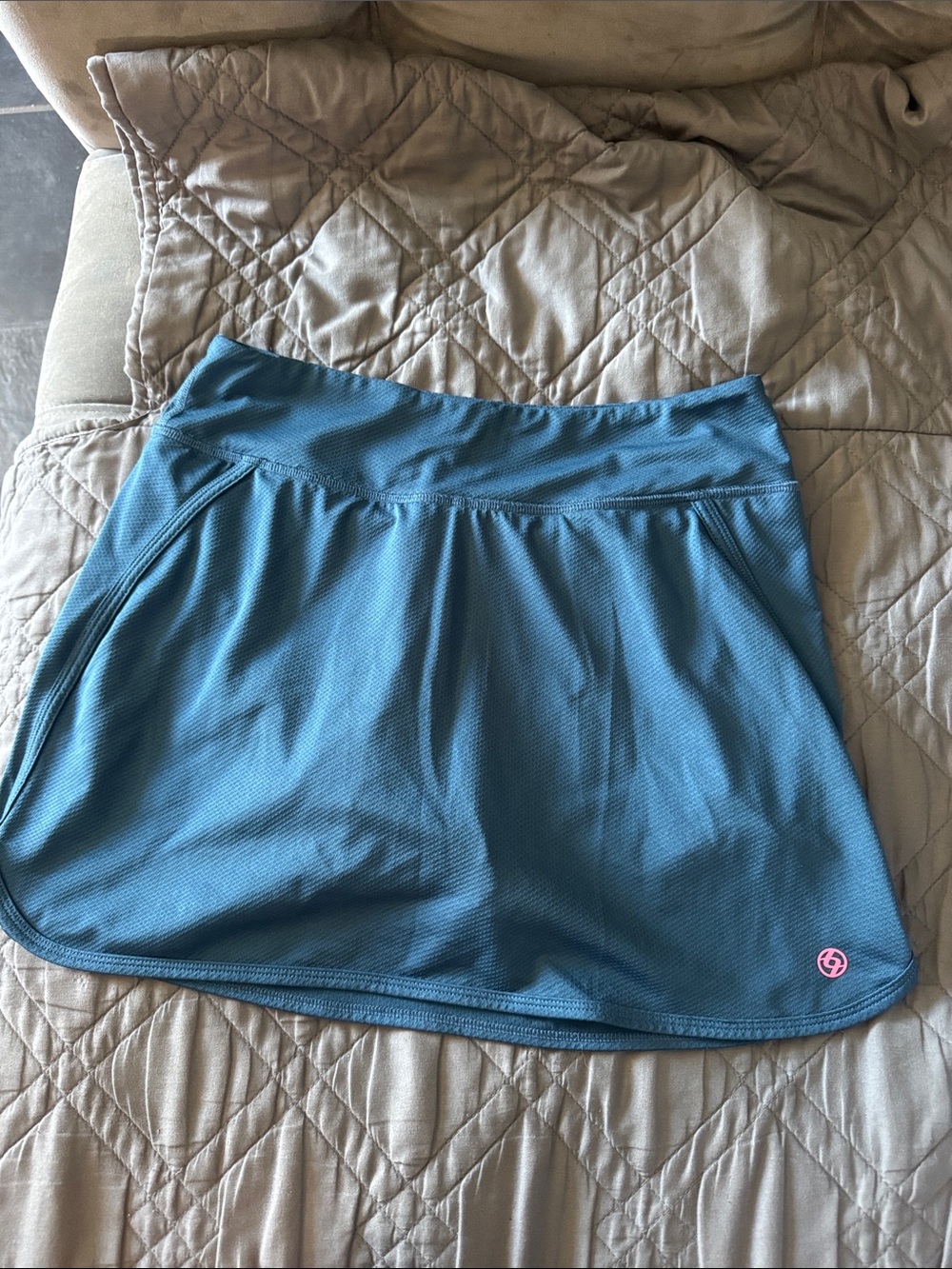 Lija Teal Athletic Skort with Pink Logo Accent